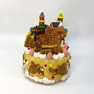 Christmas Music Box Skating Figures Gingerbread Mirrored Wish A Merry Christmas